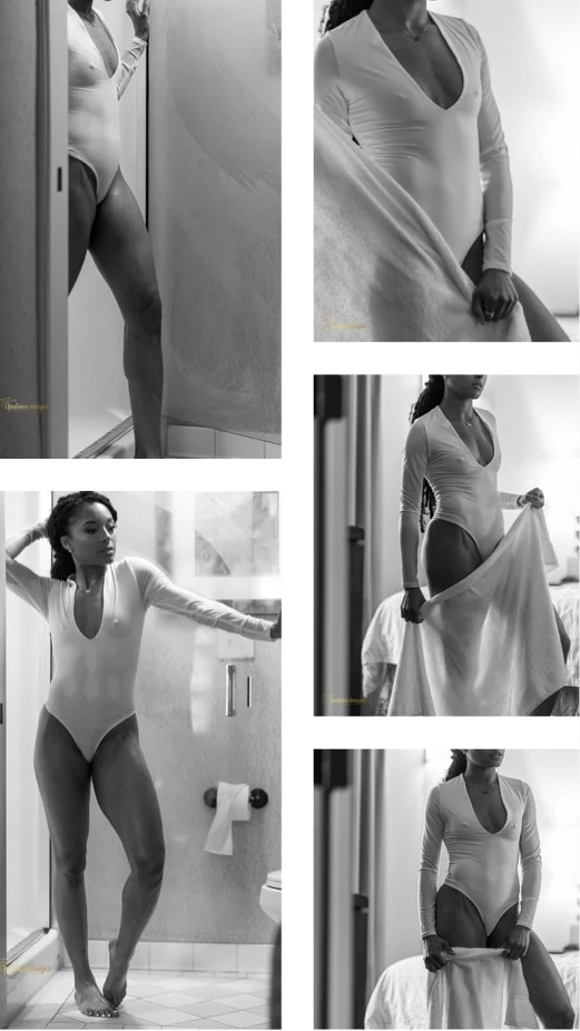 Five black and white portraits arranged as a contact sheet